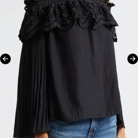 Ramy Brook Black Lace Off-Shoulder Blouse - Picture 5 of 6